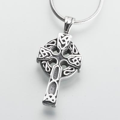 sterling silver celtic cross cremation pendant necklace